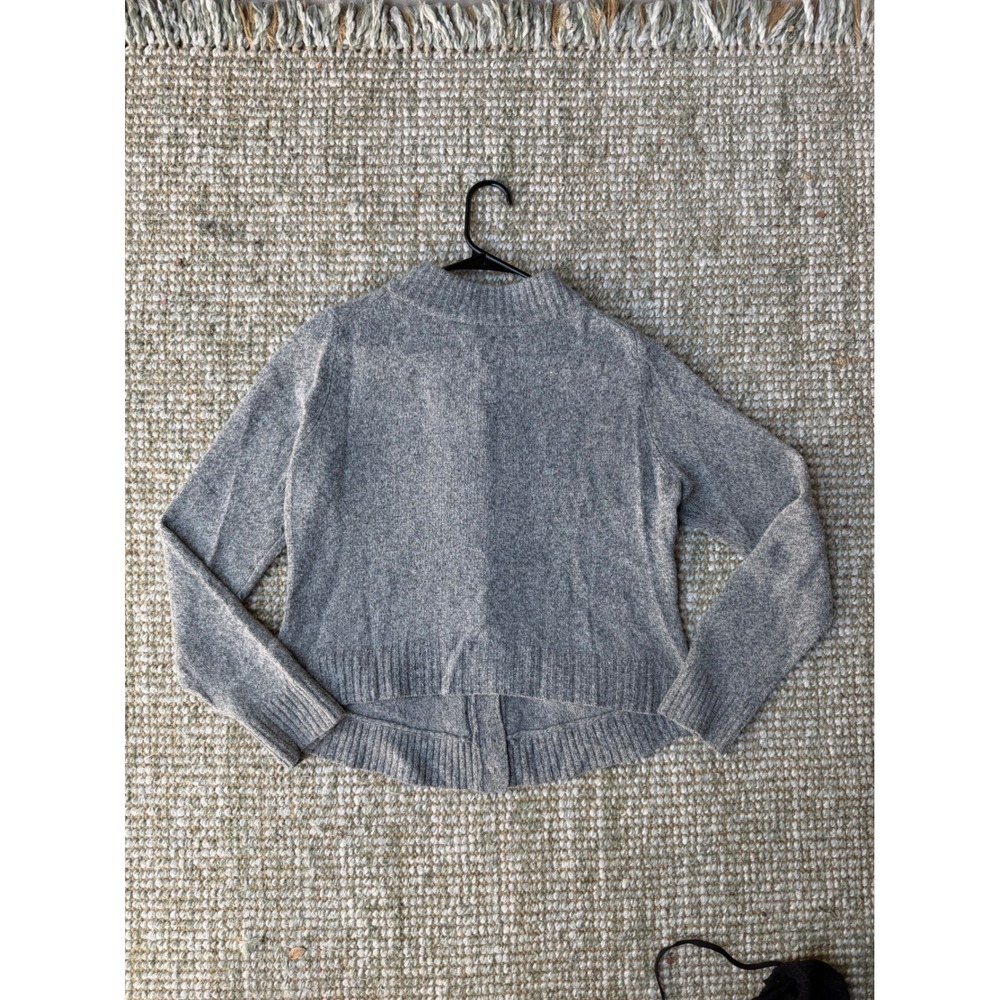 Moth Anthropologie Gray Wool Blend Ruffle Bubble Trim Cardigan Sweater Large - Picture 5 of 7